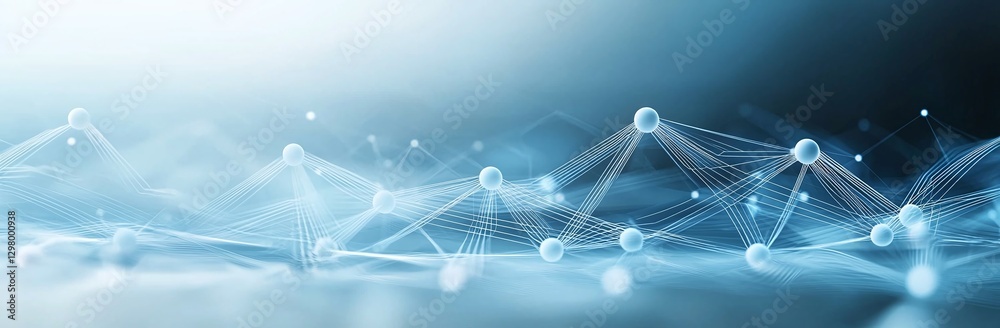 Poster abstract representation of interconnected nodes and lines, symbolizing advanced technology and commu