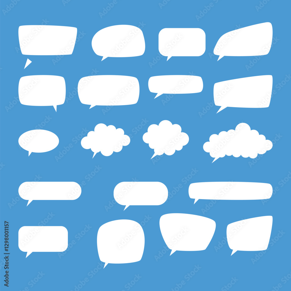 Poster Set of speech bubbles. blank empty cartoon chatting box. message box. comic speech bubbles. text boxes. speech clouds