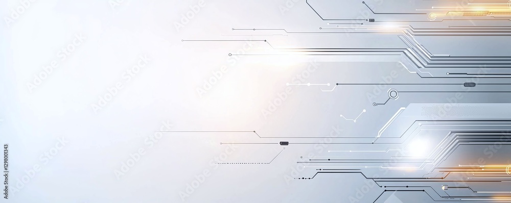 Poster abstract technology background featuring intricate circuit patterns and glowing lines, representing 