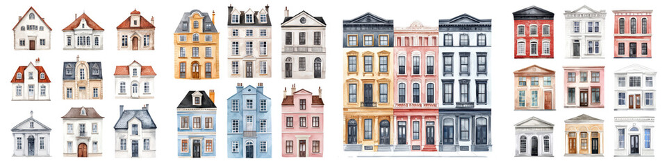 Obraz premium Charming Colorful Historical Townhouses in Picturesque European Village with Residential Houses Storefronts and Architectural Details on Street