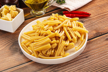 Raw dry Italian pasta - casarecce