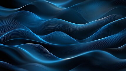 Obraz premium An abstract image showcasing flowing waves of blue tones against a dark background. The smooth gradients and dynamic shapes evoke a sense of depth and movement.