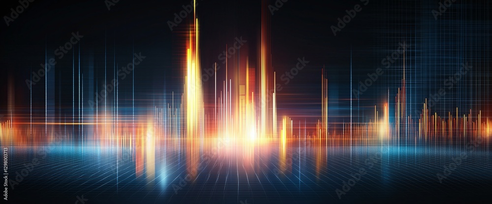 Poster an abstract representation of sound waves with vibrant colors and dynamic patterns. this visually st