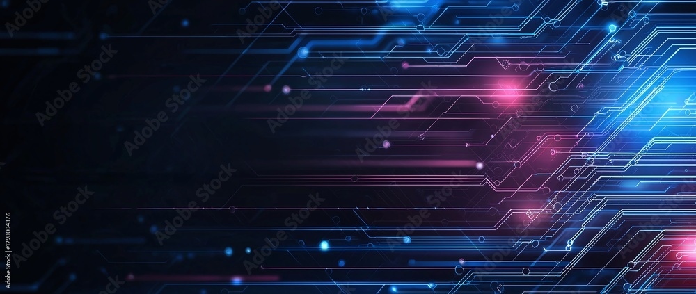 Aufkleber dynamic abstract digital background showcasing flowing circuits and glowing lights, representing adv