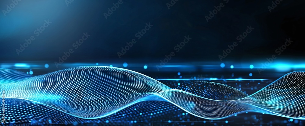 Poster dynamic abstract waves of digital light create an engaging background. ideal for technology-related 