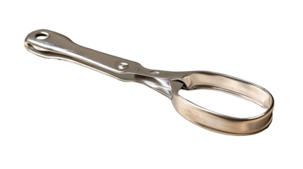 Silver Sugar Tong: A detailed photograph of a silver sugar tong, elegantly crafted and perfectly capturing its reflective surface.