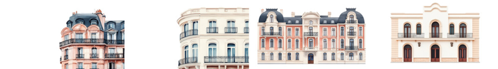 Fototapeta premium Majestic historic building facades with ornate architectural details and elegant design in a picturesque European city cityscape