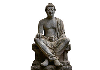 Stone statue of a person sitting. isolated on a transparent or white background.