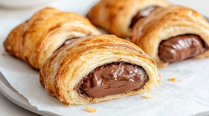 Chocolate Nutella Croissants on Plate