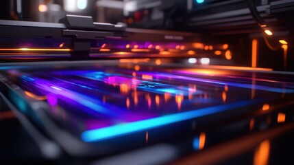High-End Tech Printing Equipment in Vibrant Studio Lighting