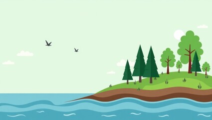 Climate Change Mitigation. Water positive nature-based Nature Esg fintech Anthropocene Decarbonization PNGtree EcoVadis Unravel carbon Greenly Green trees forest landscape with birds flying over rive