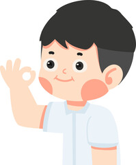Cute student boy make ok sign