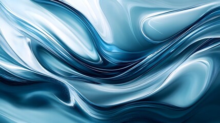 Fototapeta premium Flowing blue and white abstract design with reflective surfaces displayed