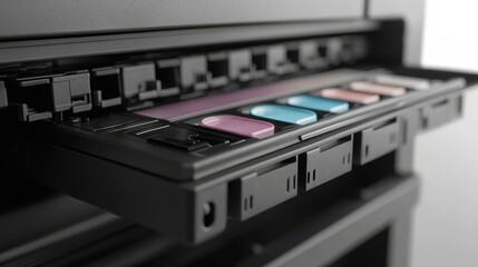 High-Volume Printer Mechanics in Detailed Studio Lighting