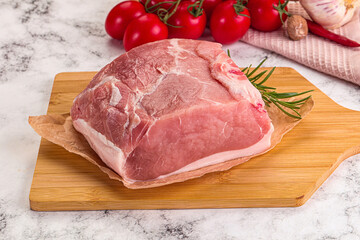Raw pork meat piece for cooking
