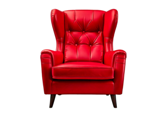 Modern red recliner chair with sleek design, perfect for relaxation and comfort. isolated on a transparent or white background.
