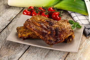 Tasty roasted pork ribs with spices