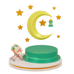 3D Podium Stand Ramadhan Illustration