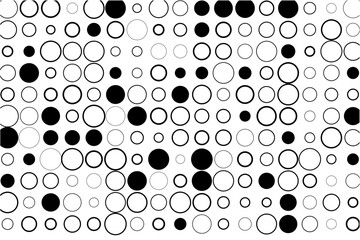 Abstract grid of circles with random black fills
