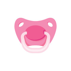 Baby pacifier icon in flat style. Nipple for newborn child vector illustration on isolated background. Soother sign business concept.