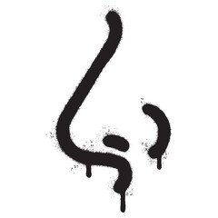 Spray Painted Graffiti nose icon isolated on white background. vector illustration.