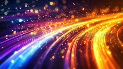 Fototapeta premium Colorful Light Trails with Sparkles in Vibrant Abstract Background