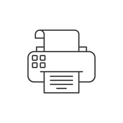 Printer icon in flat linear style. Office machine vector illustration on isolated background. Printout sign business concept.