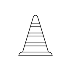 Traffic cone icon in flat line style. Safety obstacle vector illustration on isolated background. Construction barrier sign business concept.