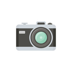 Camera icon in flat style. Photography equipment vector illustration on isolated background. Photo sign business concept.