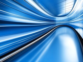 Futuristic corridor blue abstract background with light effects and curves