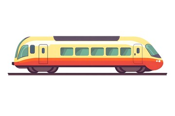 Modern High-Speed Train: Sleek, modern high-speed train design, featuring a streamlined body, large windows, and vibrant color scheme of yellow and orange. Ideal for transportation, travel.