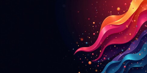 Vector illustrations of abstract shapes in bright colors on a black background for business cards, vector graphics, modern corporate templates,