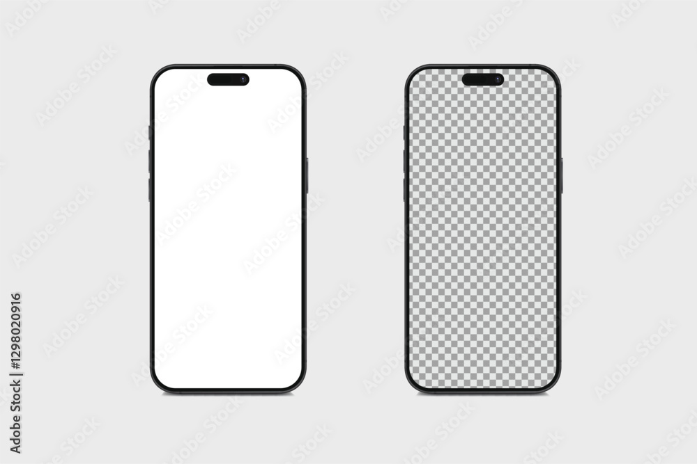 Canvas Prints 3d smartphone digital device mockup with blank screen isolated on background. realistic, high qualit