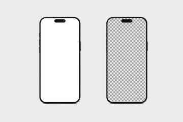 3D smartphone digital device mockup with blank screen isolated on background. Realistic, high quality mobile phone empty display template for ui, ux, app, ads and website. Vector illustration
