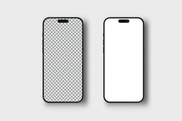 3D smartphone digital device mockup with blank screen isolated on background. Realistic, high quality mobile phone empty display template for ui, ux, app, ads and website. Vector illustration
