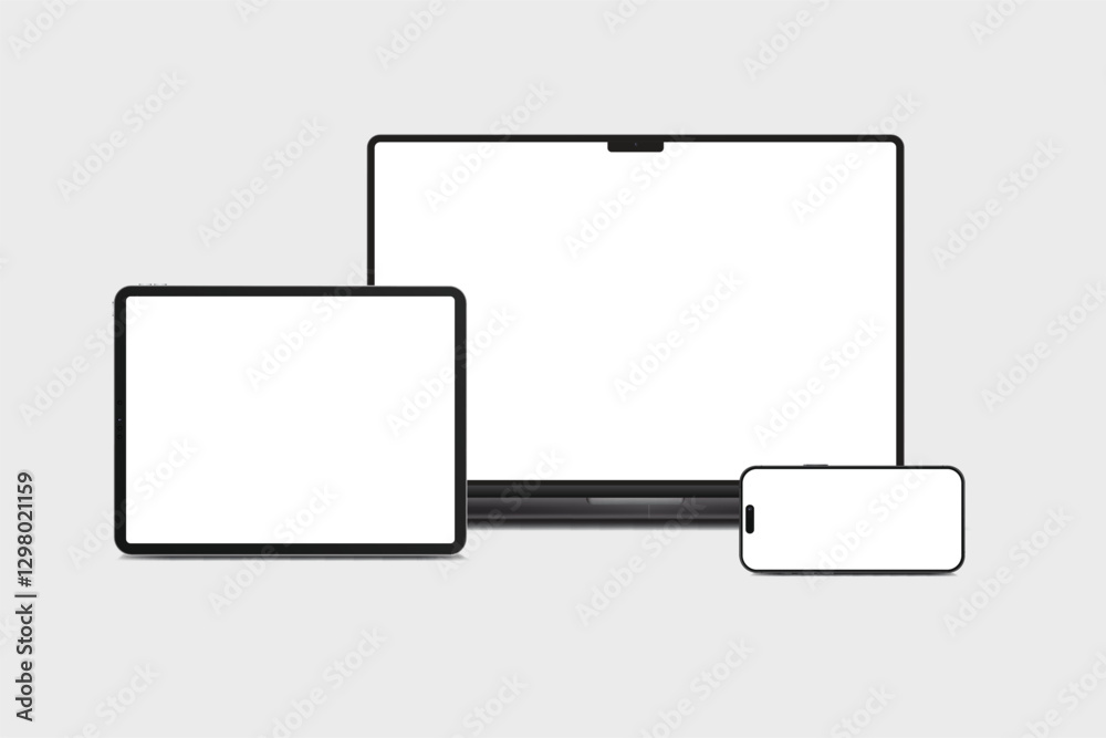 Canvas Prints 3d laptop, tablet and smartphone digital device mockup with blank screen isolated on background. tec