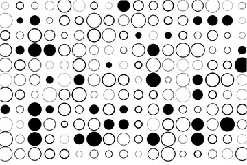 Geometric pattern of fully present circles with selective black