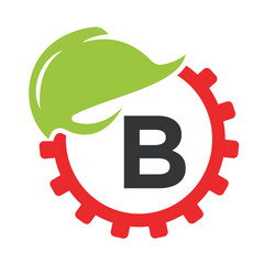 Gear Helmet Logo combine with letter B vector template