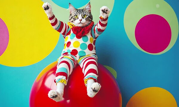 Kitty like a clown, party style.