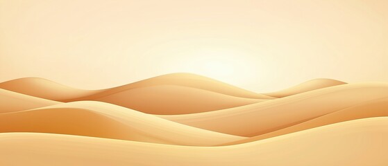 Abstract illustration of a desert landscape. the background is a light beige color with a gradient effect. in the center of the image, there are three wavy lines that form a wave-like pattern.