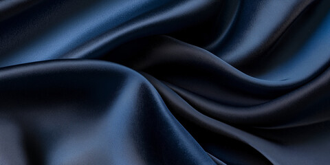 Fototapeta premium close up of a silk texture with Luxurious fabric drak blue and black.