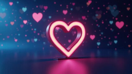 Clips Ai. Heart is glowing in dark with many hearts scattered around it