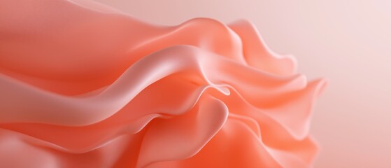 Close-up of a soft, flowing fabric in a coral pink color. the fabric appears to be made of a silky, silky material and has a smooth texture.