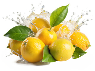 Fresh Lemons in Water Splash, Vibrant and Juicy transparent background