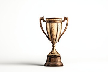 Old tarnished trophy standing alone on a simple background highlighting its vintage charm