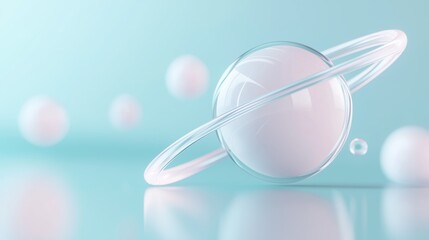 Digital illustration of a planet with a ring around it. the planet is white and appears to be floating in the air.