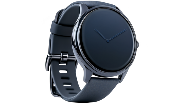 Sleek black smartwatch with a comfortable band, modern timepiece for everyday use