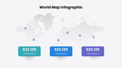 World map infographic template for business presentation. Market share infographic design.