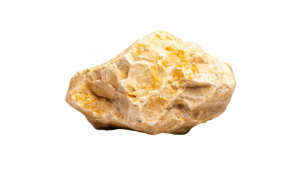 Vibrant yellow substance adhering to a rough rock surface, geological closeup