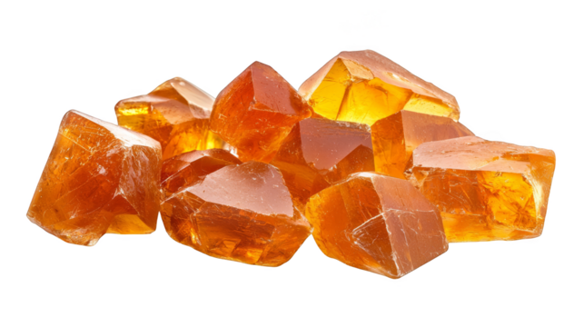 Mesmerizing pile of vibrant orange crystals, a closeup view of sparkling gems